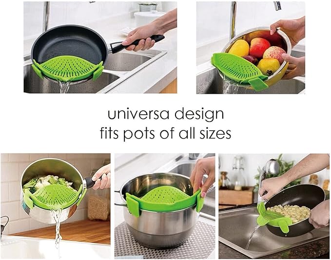 Clip-on Kitchen Food Strainer for Spaghetti, Vegetables. Silicone Kitchen Food - Image 2