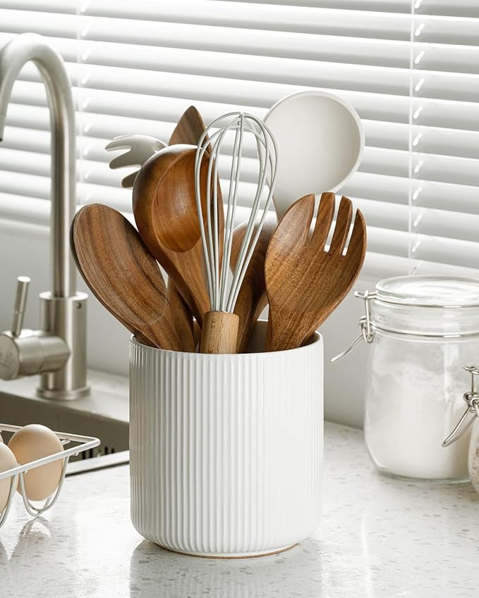 getstar Large Utensil Holder for Kitchen Counter, 5.6" Vintage Ceramic Utensils - Image 6