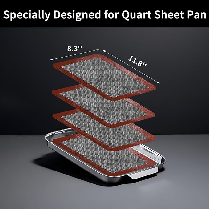 Small Silicone Baking Mats, 11-4/5x8-1/4 Inch Quarter Sheet Size, Non Stick - Image 2