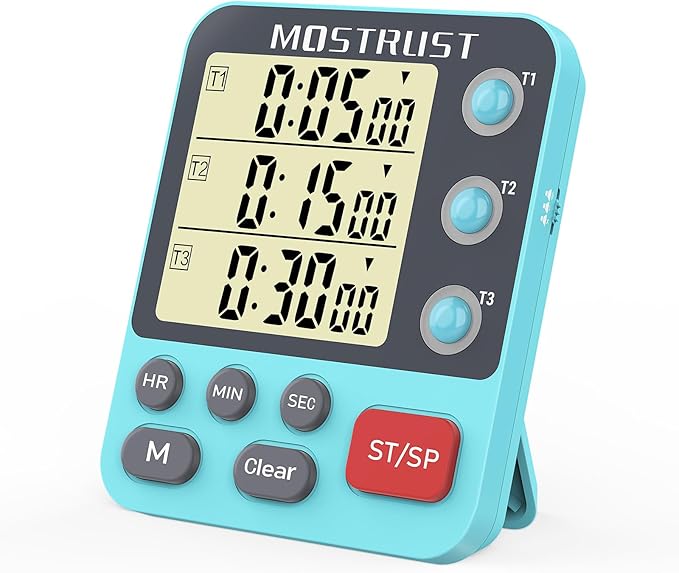Digital Dual Kitchen Timer, 3 Channels Countdown Triple Timer by MOSTRUST