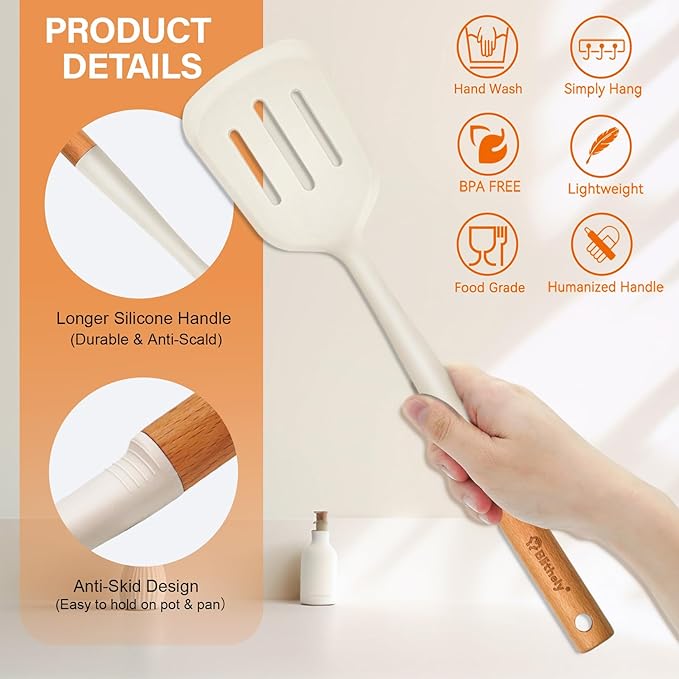 Large Silicone Cooking Utensils Set, Heat Resistant Silicone Utensils - Image 3
