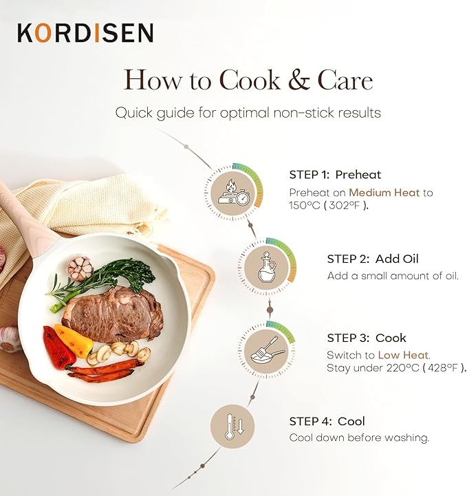 Kordisen Nonstick Ceramic Frying Pan, 12.5 Inch Ceramic Large Skillet, Healthy - Image 5