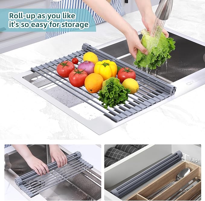 Ohuhu Roll Up Dish Drying Rack, Over The Sink Multipurpose Roll-Up Dish Racks - Image 8