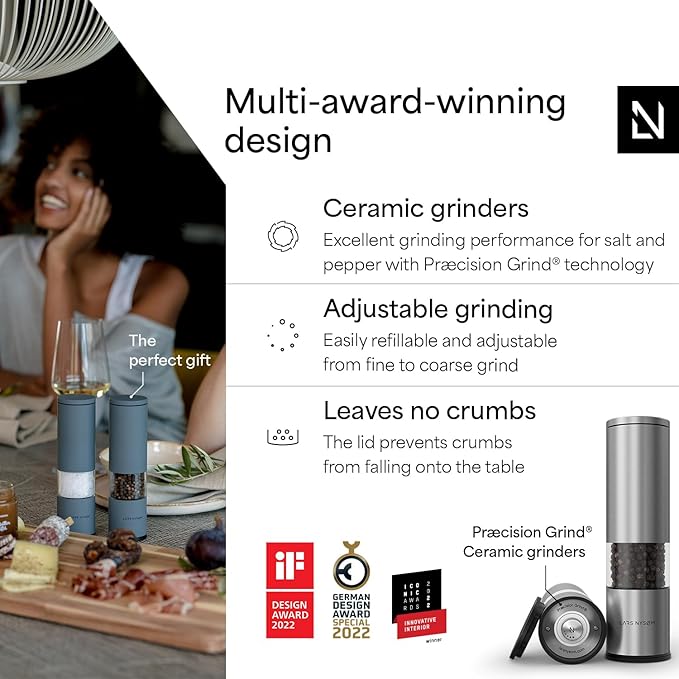 LARS NYSØM Salt and Pepper Grinder Set Manual, Stainless Steel Salt and Pepper - Image 2