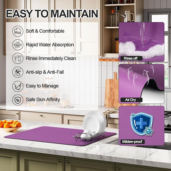 Ecotrim - Dish Drying Mat for Kitchen Counter | Coffee Bar Mat for Countertops - Image 3
