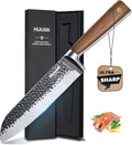 Huusk Santoku Knife 7 Inch Japanese Kitchen Knife Hand Forged Chopping Knives by HuuskKnife