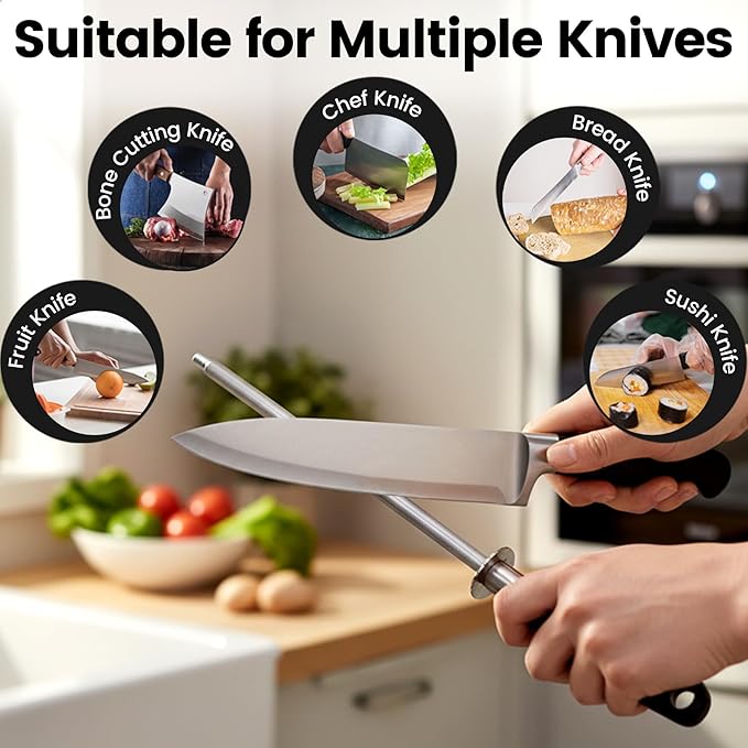 Kitchen Knife Sharpener Rod, Fast Sharpening Professional Blade Sharpener - Image 6