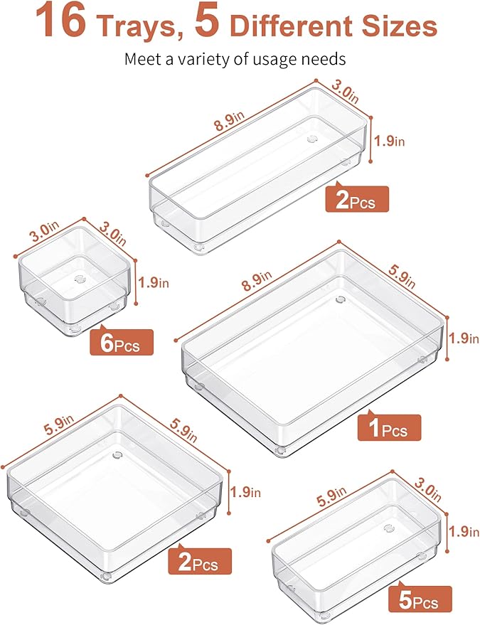 SMARTAKE 16-Piece Drawer Organizer - Image 2