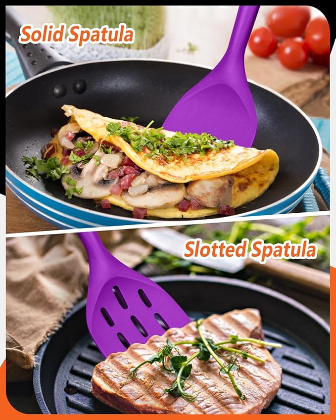 Pack of 2 Silicone Spatula, Non Stick Cooking Utensil Set, Wooden Handle - Image 5