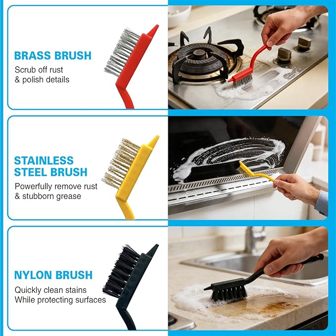 Crevice Cleaning Brush Set, Hard Bristle Small Scrub Brushes, Deep Cleaning - Image 5
