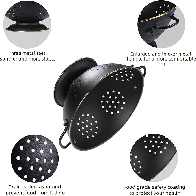 Metal Colander Set of 2, Strainer Basket - Image 5