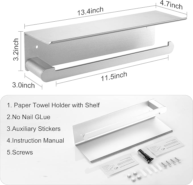 Paper Towel Holder Wall Mount for Kitchen, Self-Adhesive Paper Towel Holder - Image 5