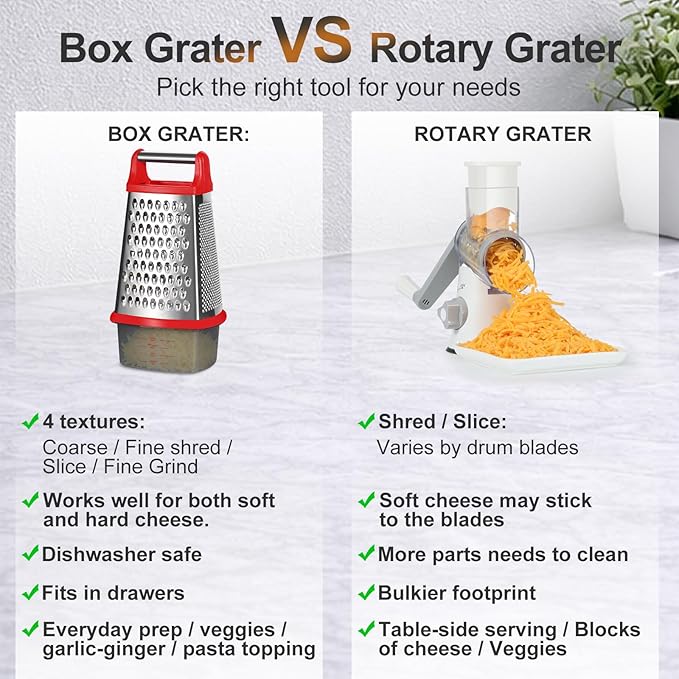 Ourokhome Cheese Grater with Handle, Stainless Steel Box Grater, 4 Side Kitchen - Image 8