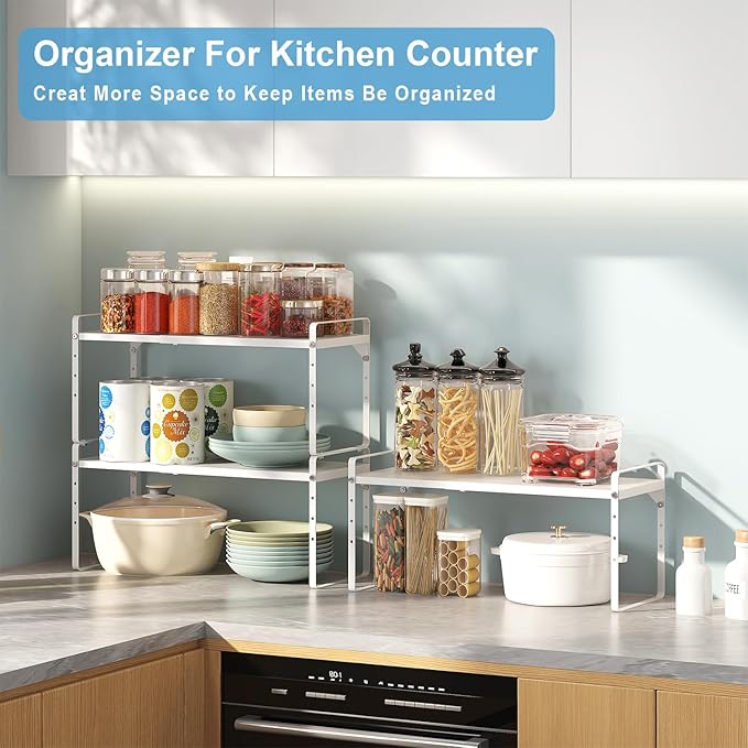 15.5 to 25.5 Inch Expandable Kitchen Cabinet Organizer Shelf, 30 LBS Heavy Duty - Image 6