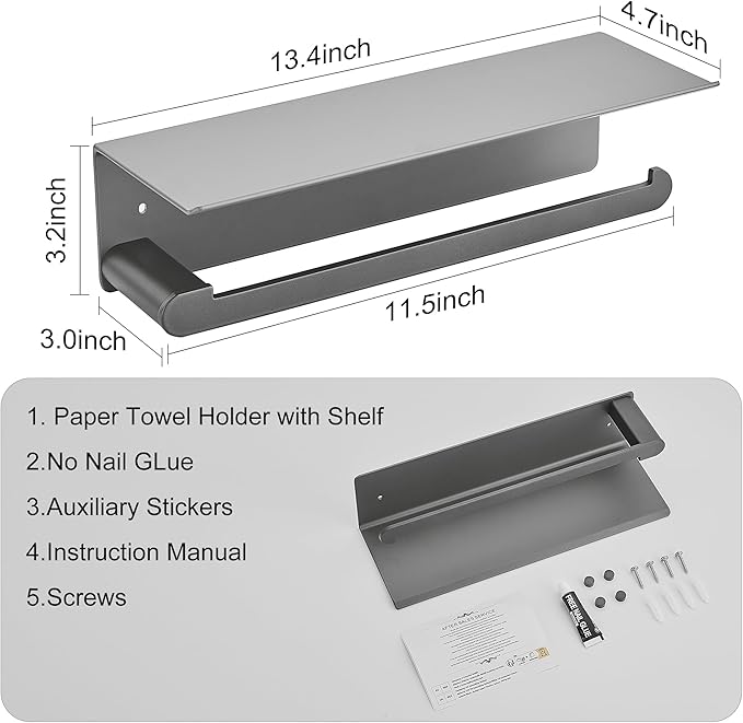 DUFU Paper Towel Holder with Shelf - Image 6