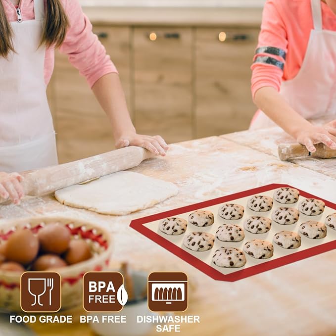 HOTEC Silicone Baking Mats 3 Pack – Thickened Non-Stick Reusable Silicone - Image 8
