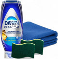 MOOCHI Kitchen Cleaning Kit – Dawn- Dish Soap 20.5 oz, Non-Scratch Scrub Sponges x2 & Heavy Duty Microfiber Towel – Custom Bundled