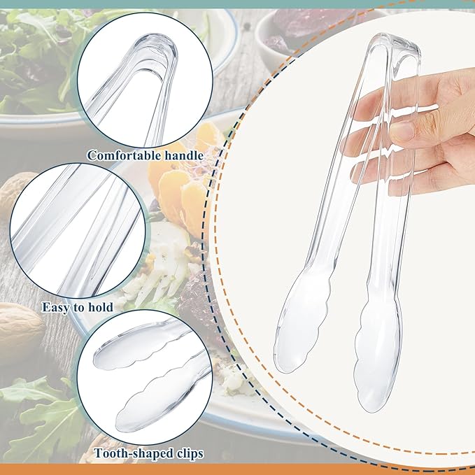 Tessco for you 50 Pcs Plastic Tongs for Serving Bulk, 9 Inch Plastic Disposable - Image 3