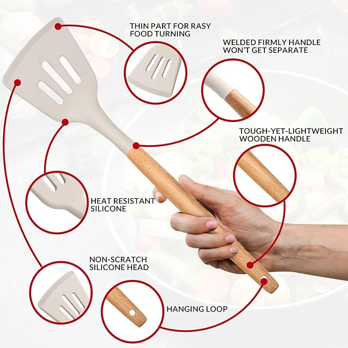E-far Kitchen Utensils Set of 12, Silicone Cooking Utensils - Image 3