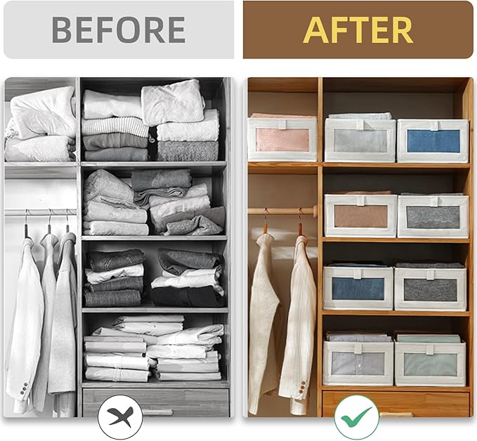 Pradnel Linen Closet Organizers And Storage, 4 Pack Storage Bins Baskets - Image 3