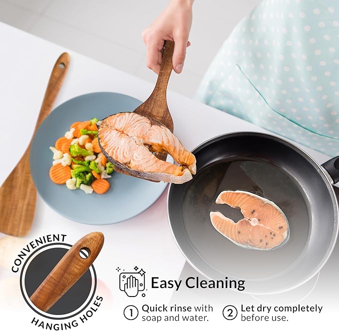 Zulay Kitchen Extra-Large 5-Piece Wooden Spoon Set - Image 6