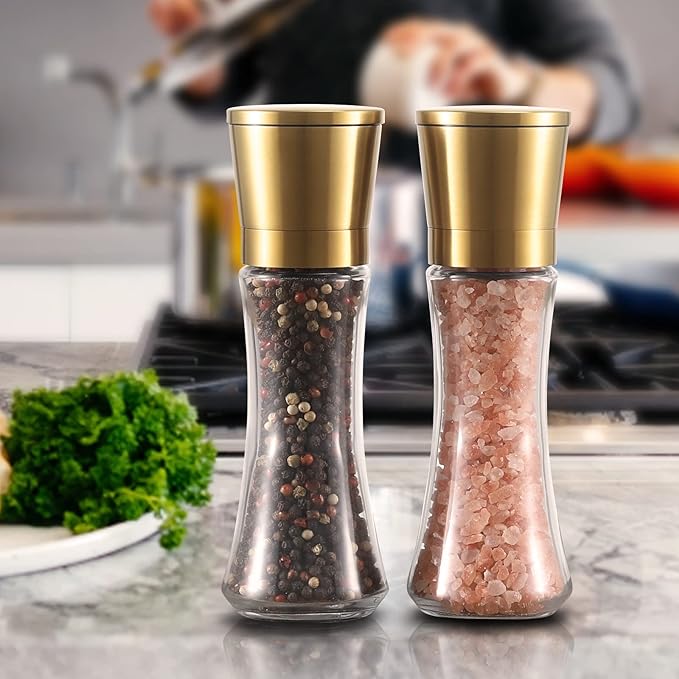 VEVOK CHEF Gold Salt and Pepper Grinder Mill Set Stainless Steel Pepper Shaker - Image 9
