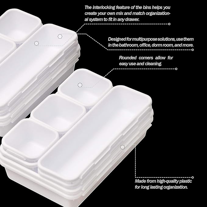 TENABORT 42 Pack Interlocking Desk Drawer Organizer Tray Dividers Plastic - Image 3