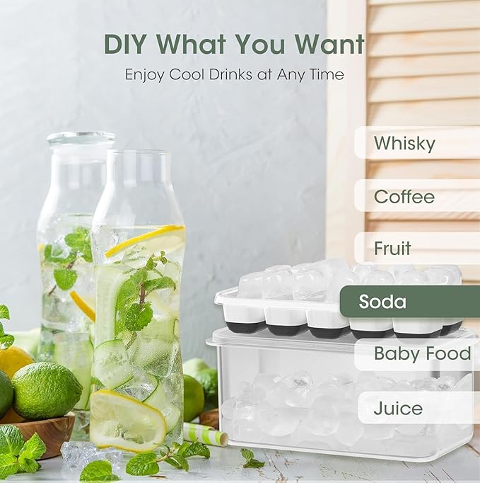 DOQAUS Ice Cube Tray with Lid and Bin - Image 4