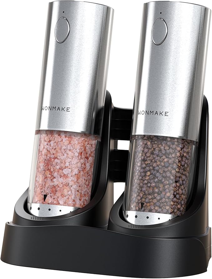 Electric Salt and Pepper Grinder Set by WONMAKE