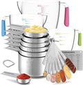 Stainless Steel Measuring Cups and Spoons Set, 6 Stainless Steel Measuring Cups by Unknown