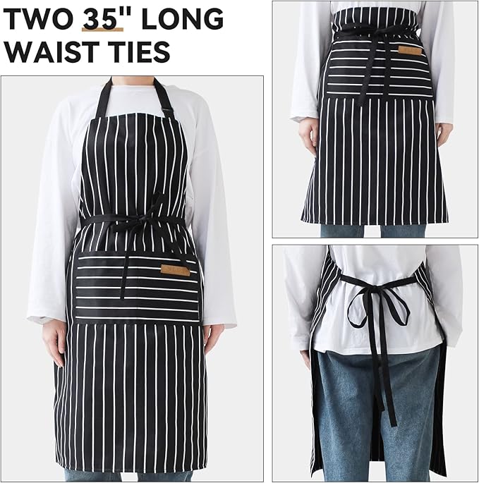 NLUS 2 Pack Kitchen Cooking Aprons, Adjustable Bib Soft Chef Apron - Image 5