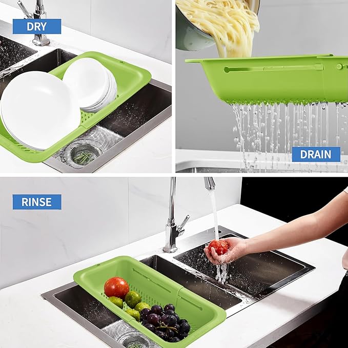LASSHSWA Collapsible Colander for Kitchen, Over the Sink Strainer Basket for - Image 3