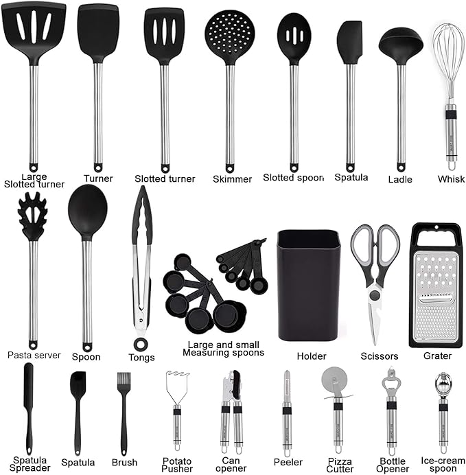 Kitchen Utensil Set-Silicone Cooking Utensils-33 Kitchen Gadgets & Spoons - Image 2