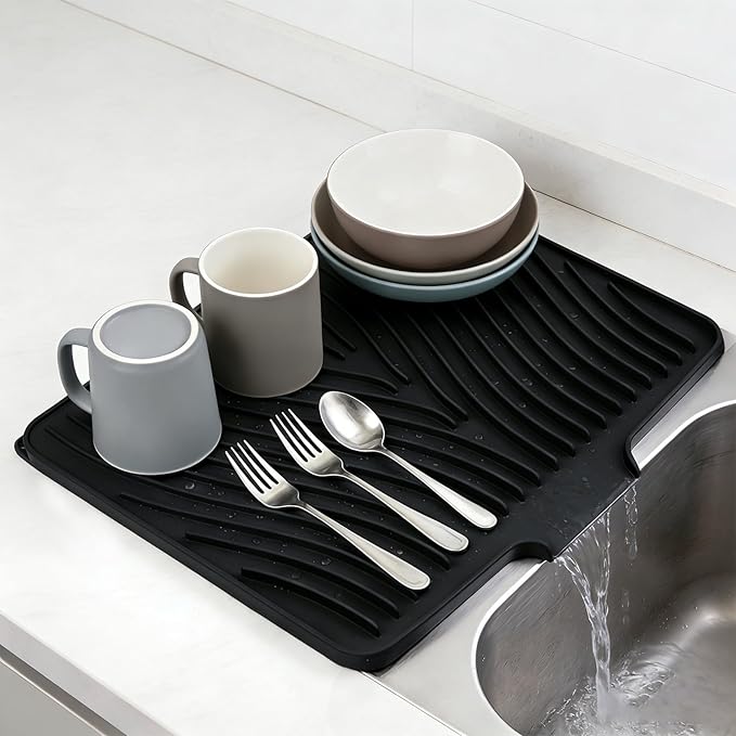 Silicone Dish Drying Mat 16x13, Food-Grade Silicone, Easy Clean Pad - Image 2