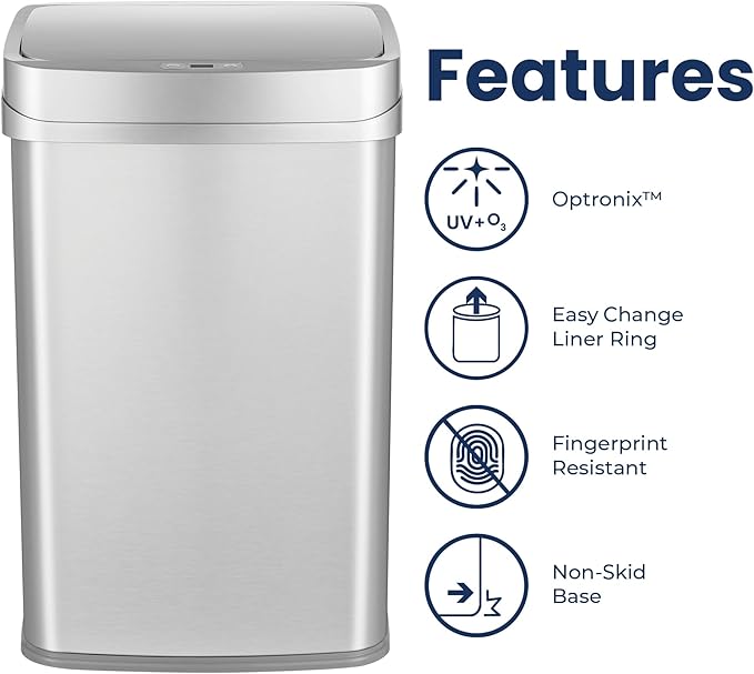 Ninestars 13 Gallon Odor Neutralizing Smart Trash Can, UV + Ozone Dual - Image 6