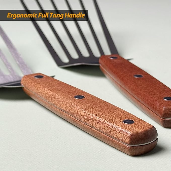 2 Pack Offset Fish Spatula Turner, Stainless Steel Slotted Spatulas - Image 6