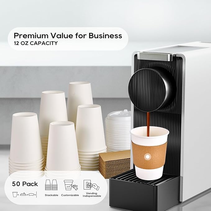 JOLLY PARTY 12 oz Paper Coffee Cups, Disposable Paper Coffee Cup - Image 4