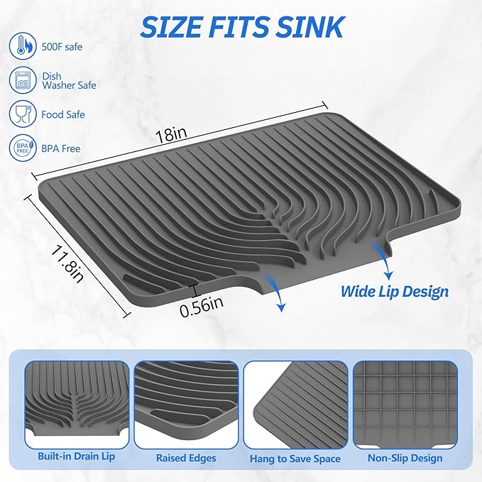 Dish Drying Mat for Kitchen Counter, - Image 2