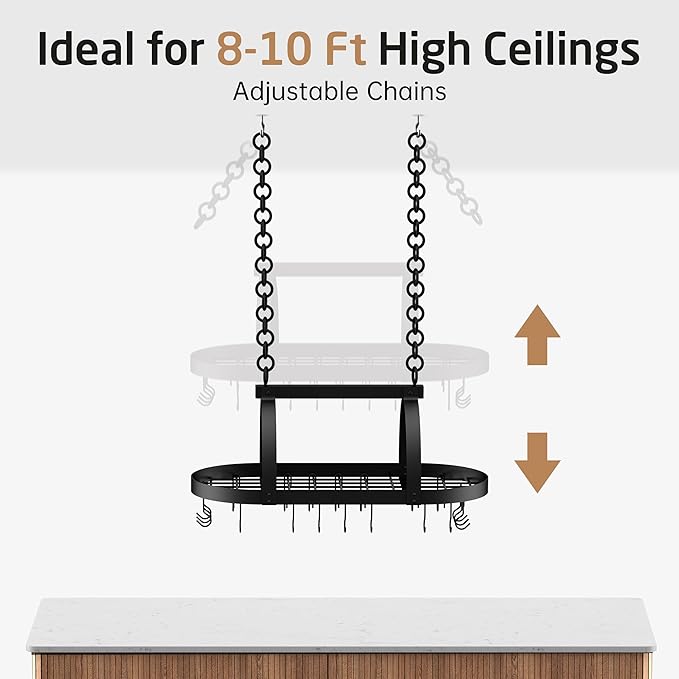 KES Ceiling Pot Rack 34-Inch Hanging Pot Rack - Image 7