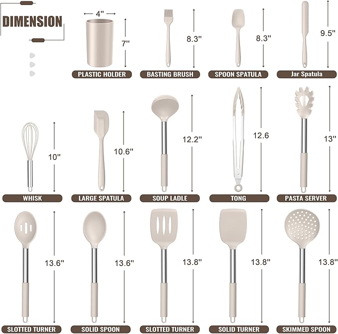 E-far 14 Pieces Silicone Cooking Utensils Set, Kitchen Utensils Set - Image 2