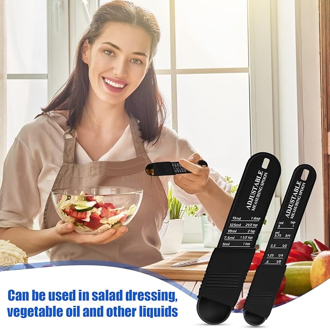 6 Pcs Adjustable Measuring Spoon Plastic Tablespoon and Teaspoon Set Baking - Image 6