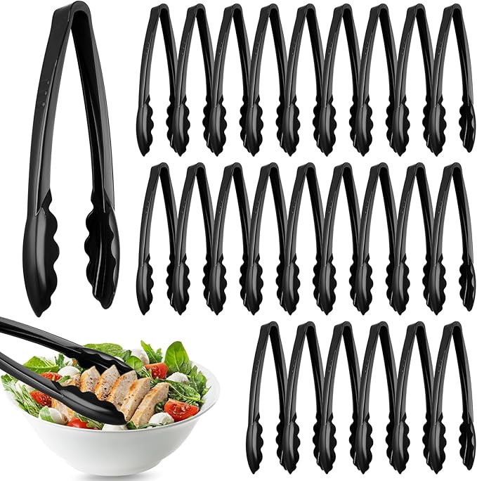 Tessco for you 25 Pcs Plastic Tongs for Serving Bulk, 9 Inch Plastic Disposable by Tessco