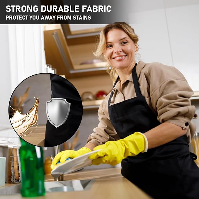 12 Pack Bib Apron, Unisex Restaurant Kitchen Aprons - Image 3