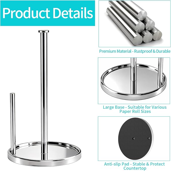 Paper Towel Holder Countertop, Standing Paper Roll Holder - Image 4