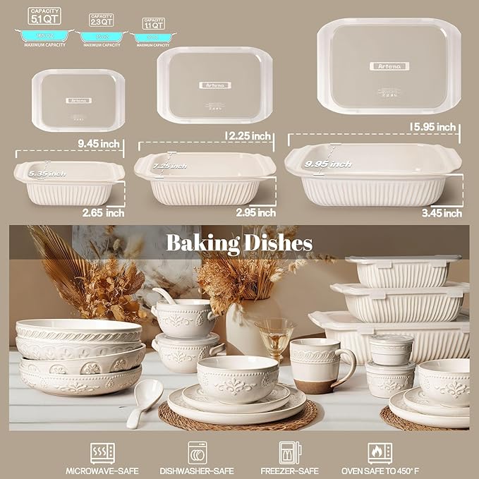 Artena Casserole Dishes For Oven, Ceramic Baking Dish, Large Lasagna Pan - Image 7