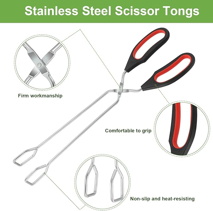 Boao 3 Pack Stainless Steel Scissor Cooking Tongs Kitchen Wire Metal Tongs - Image 4