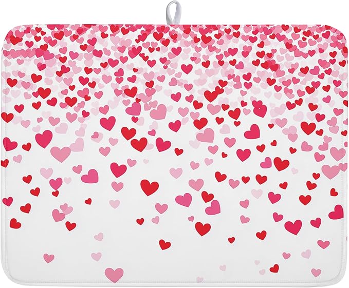 Valentine's Day Dish Drying Mat by Kawani