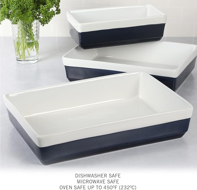 MARTHA STEWART 3-Piece Oven to Table Stoneware Bakeware Set – Baking Dish & - Image 5