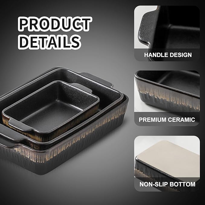 KOOV Bakeware Set, Ceramic Baking Dish, Rectangular Baking Pans Set, Casserole - Image 2