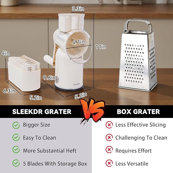 5-in-1 Rotary Cheese Grater Vegetable Slicer - Image 3